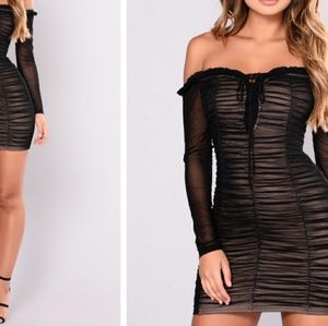 Mesh off the shoulder dress
